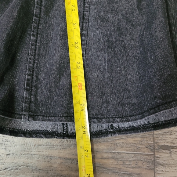 Black Demin Skirt Midi Flowy A Line sz 10 - Picture 5 of 11